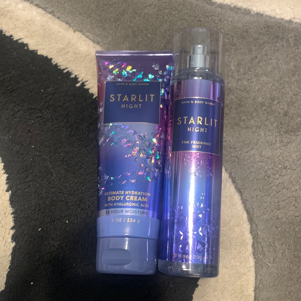 Brand New Bath and Body Works Starlit Night Body Cream and Fine Fragrance Mist